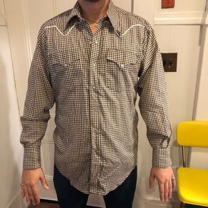 Vintage Rockmount Brown Checkered Western Shirt 16
